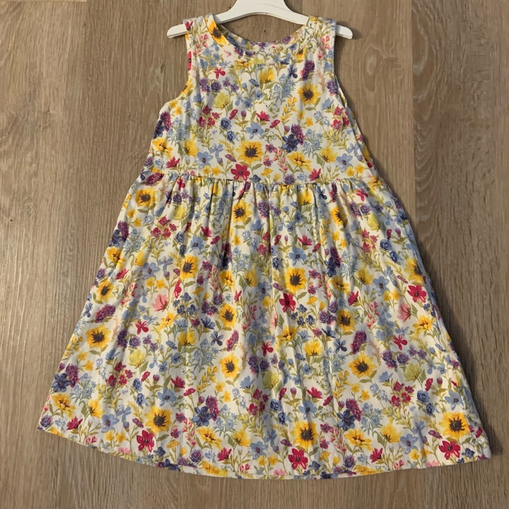 Old Navy Girl's Size 6-7 Yellow& Purple Floral Casual Cotton Sundress